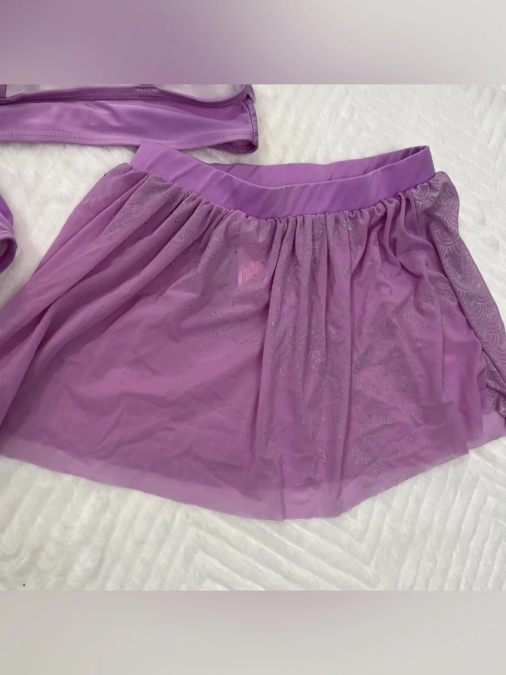 Lilac Girls 3-Piece Swim Set Purple Bikini Top Bottom Skirt medium cat & Jack